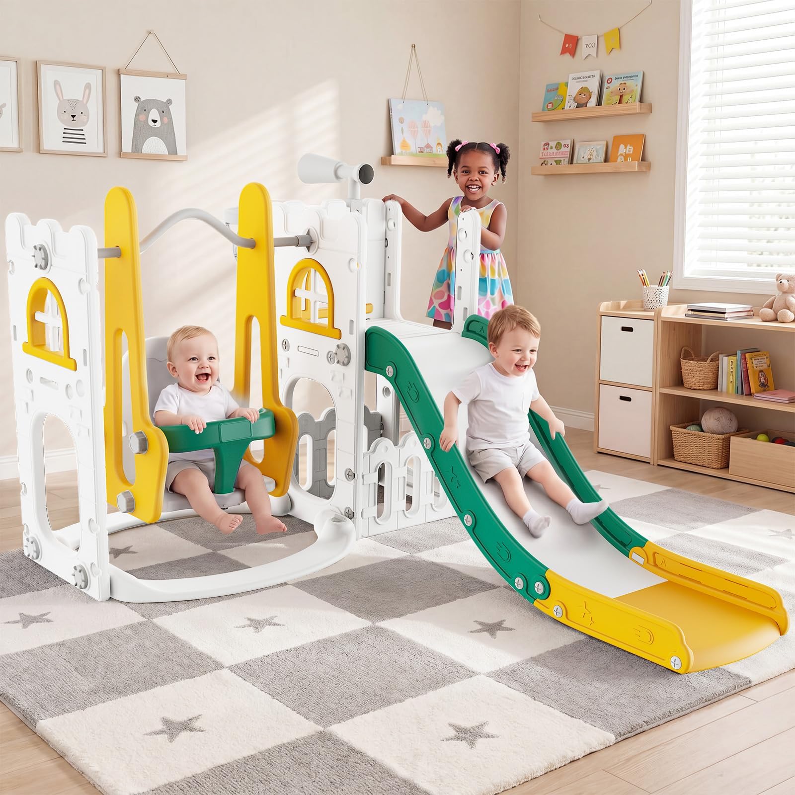 Basketball Hoop Kids Indoor - Conjunto de Escorregador e Balanço 7