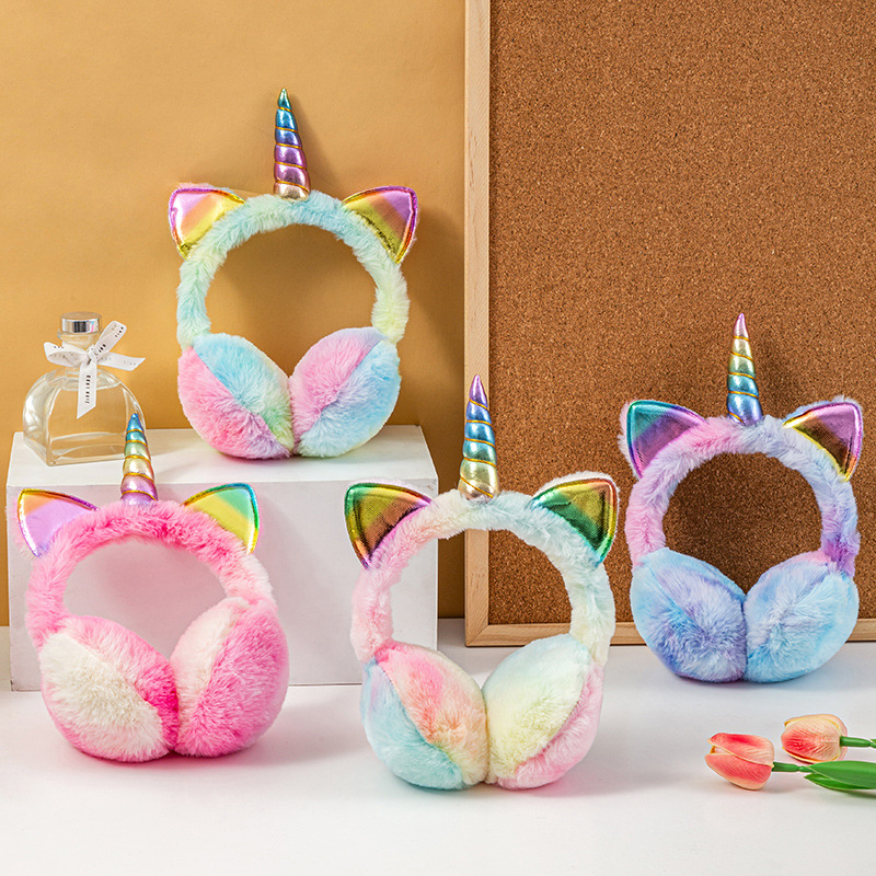 Unicorn Stuffed Toy - Earflap macio macio para crianças, Earmuffs