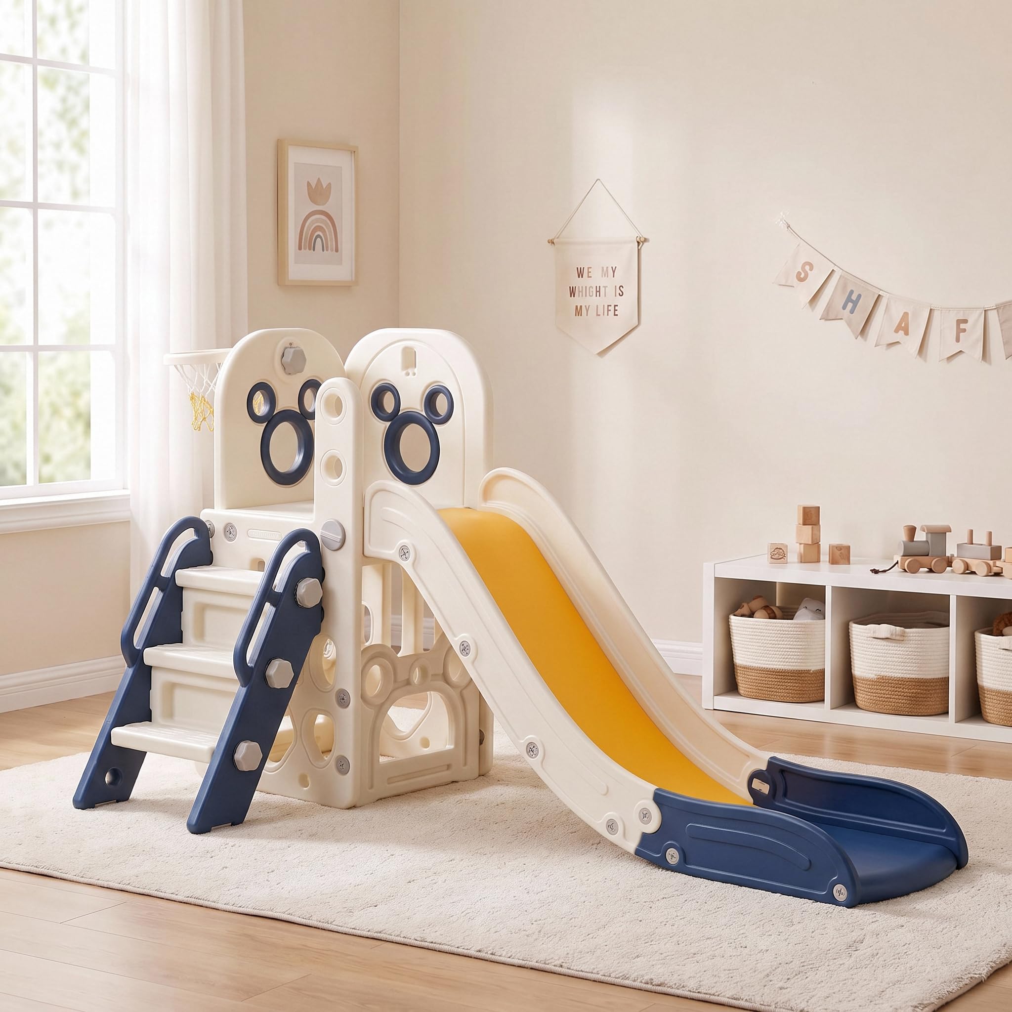 Basketball Hoop Kids Indoor - Conjunto de Escorregador 6 em 1