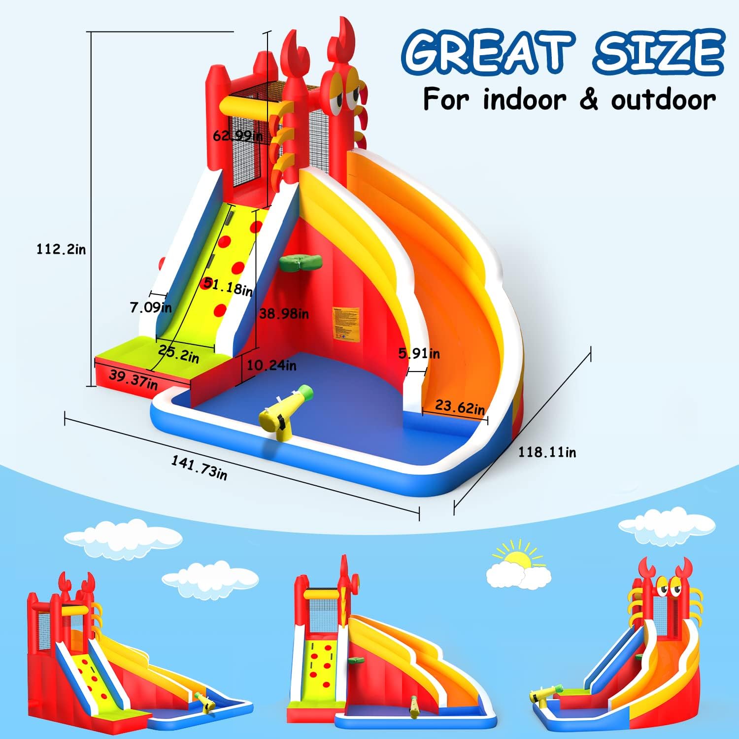 Grande Casa Inflável com Escor - Basketball Hoop Kids Indoor avaliação e preço